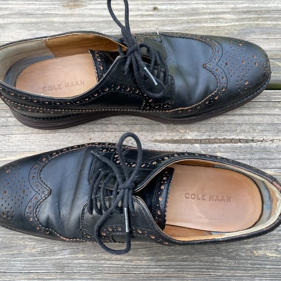 Cole Haan Men Shoes Lace Up Oxford Dress Shoes Bla - Picture 4 of 10